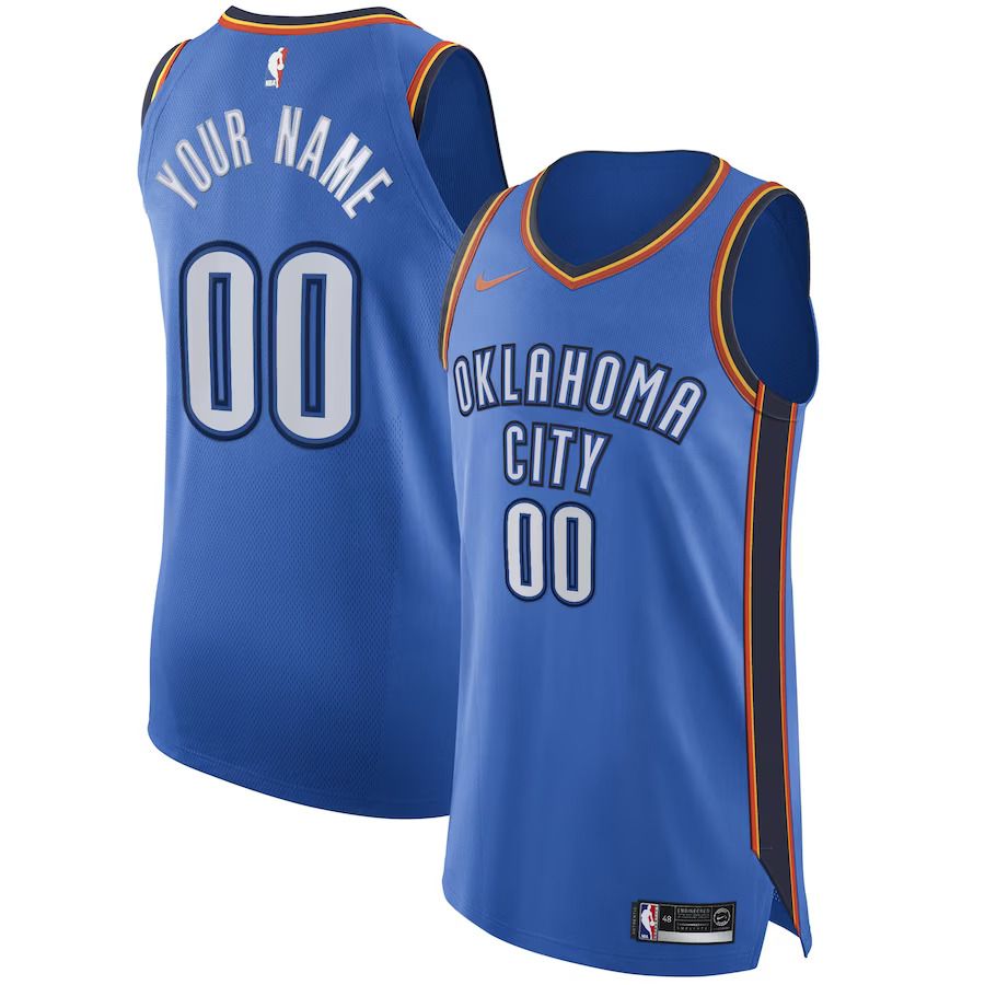Men Oklahoma City Thunder Nike Blue Authentic Custom NBA Jersey->->Custom Jersey